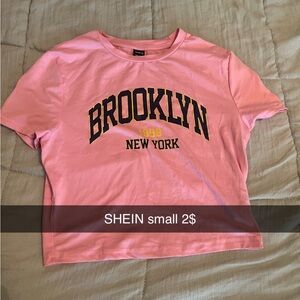 SHEIN Pink Brooklyn New York Kids Tee